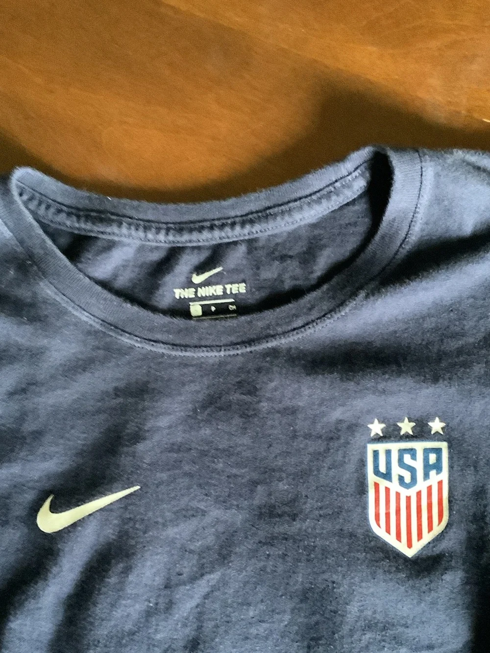 Nike Women's Navy Short-Sleeve Tee with White Swoosh and USA Crest
